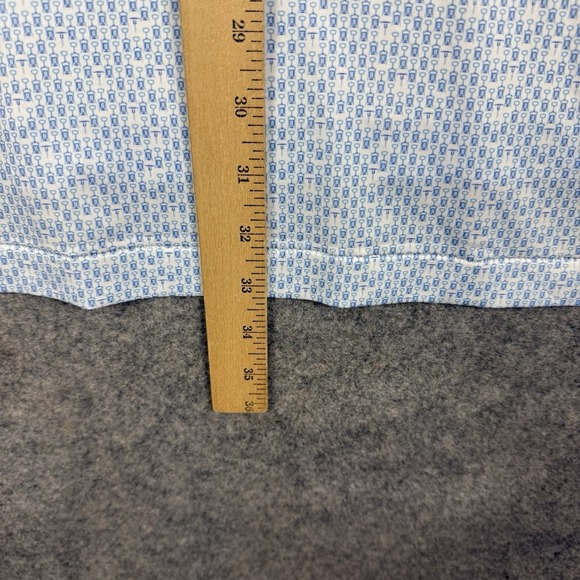 Peter Millar Polo Shirt Mens XL Blue Wine Corkscrew Print AOP Golf Performance - Picture 8 of 10